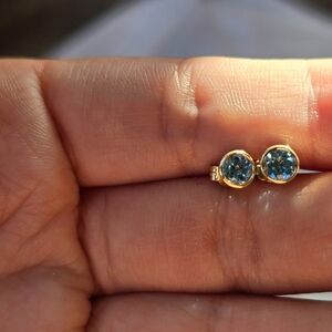 14k Blue Topaz Stud Earrings